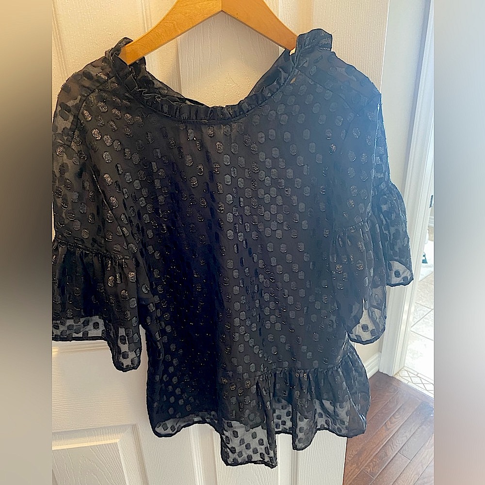 Beautiful black silk blouse with dots